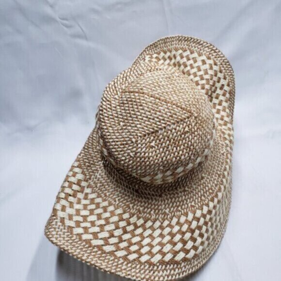Aerie Paper Straw Beach Hat Big Floppy Neutral Summer Shade - Picture 5 of 13